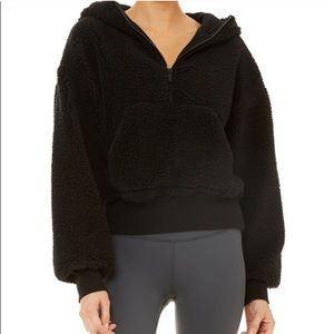 ALO Yoga Black Streetside Fleece Half Zip Hoodie Jacket Sweatshirt XS